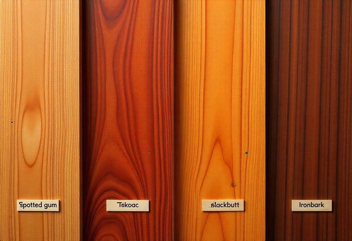 freepik__the-style-is-candid-image-photography-with-natural__27928 4 different Australian hardwood timber samples arranged side by side with labels