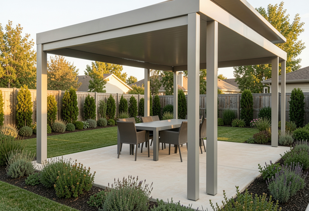 modern attached pergola on the back of a contemporary Australian home,